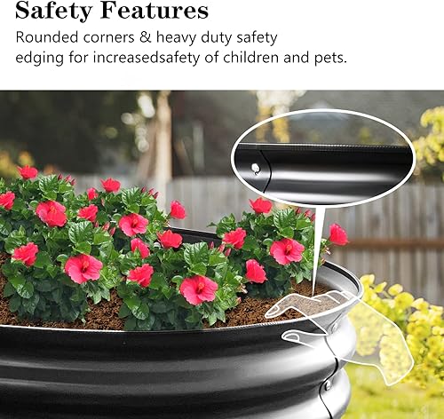 Miniatura 5 de Cama de jardín elevada, 4 x 2 x 1 pies, cama elevada de metal para exteriores, cama elevada de metal para verduras, flores, hierbas