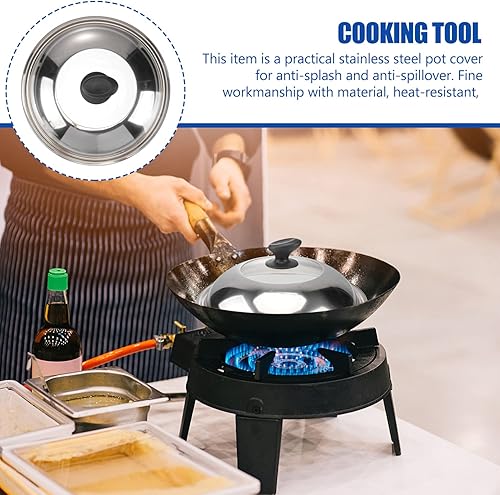 Miniatura 8 de Tapa de cocción de cúpula de 14 pulgadas, cubierta universal de acero inoxidable para sartenes, sartenes de hierro fundido, utensilios de cocina,