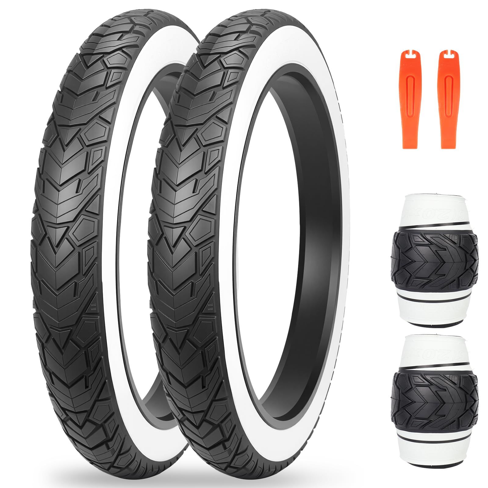 ZUKKA 20/26x 4.0 E-Bike Tire 1/2 Pack Fat Tire High Performance Fat Tire/White Wall Tire Replacement Tire Folding Mountain Bike Tire High-Density Bike