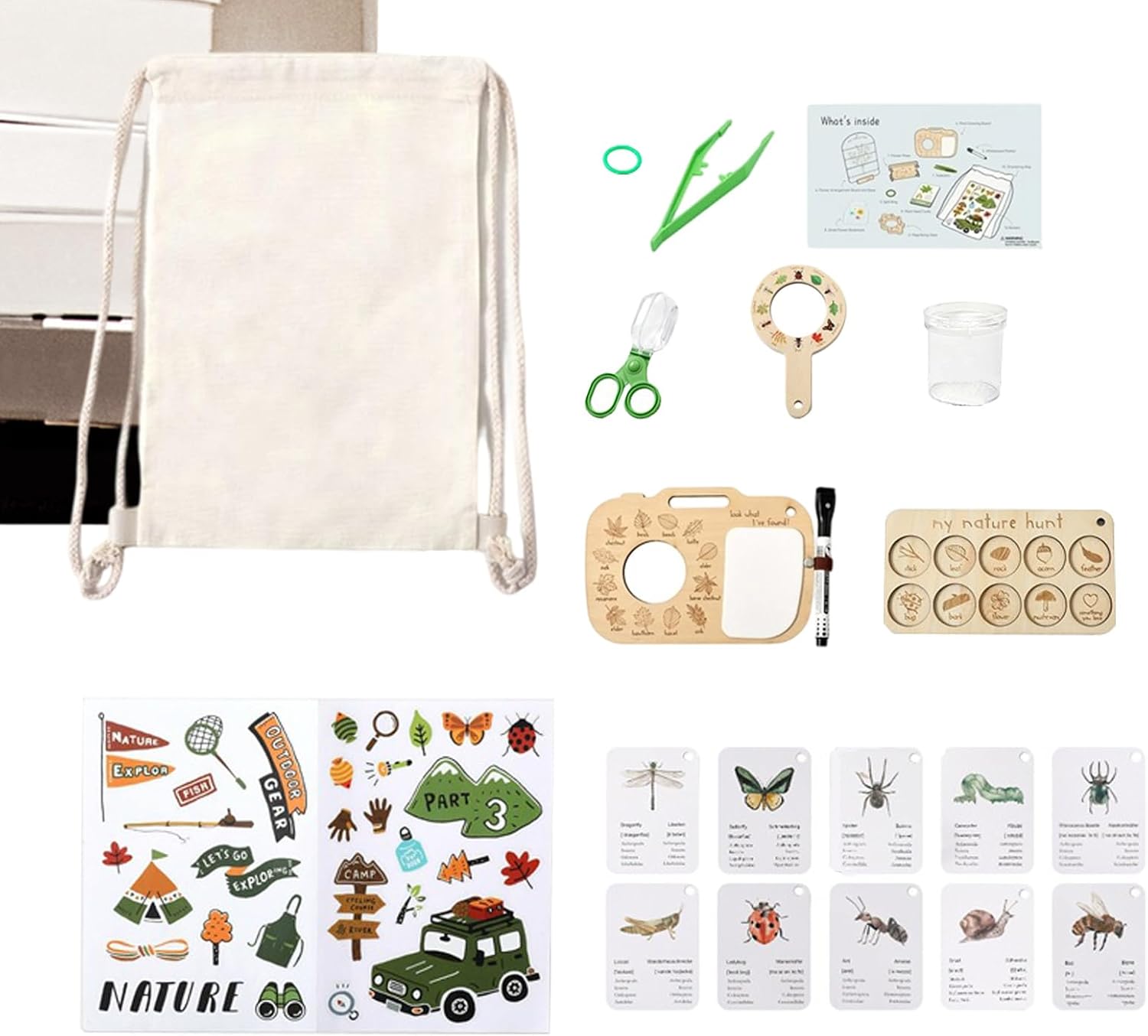 Kids Adventure Kit, Plant Microscope Educational Gear Set, Outdoor Exploration Kit for Teen Students, Fun Learning and Hands-On Discovery for School, Birthday, Camping, Garden, Backyard Activities