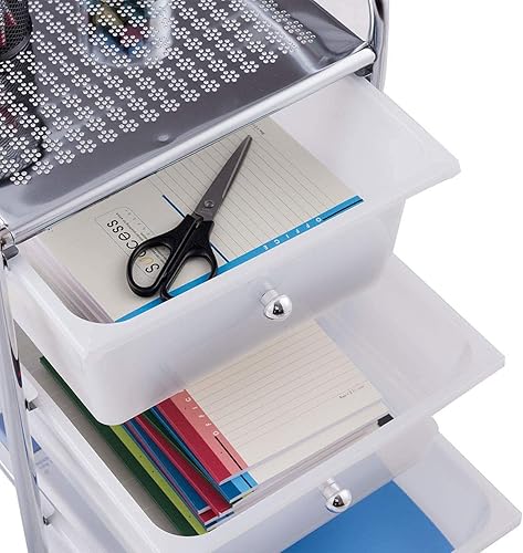 Vista 48 de GOFLAME Carrito de almacenamiento con ruedas de 4 cajones, carrito organizador móvil multiusos, carrito de utilidad para la oficina en casa