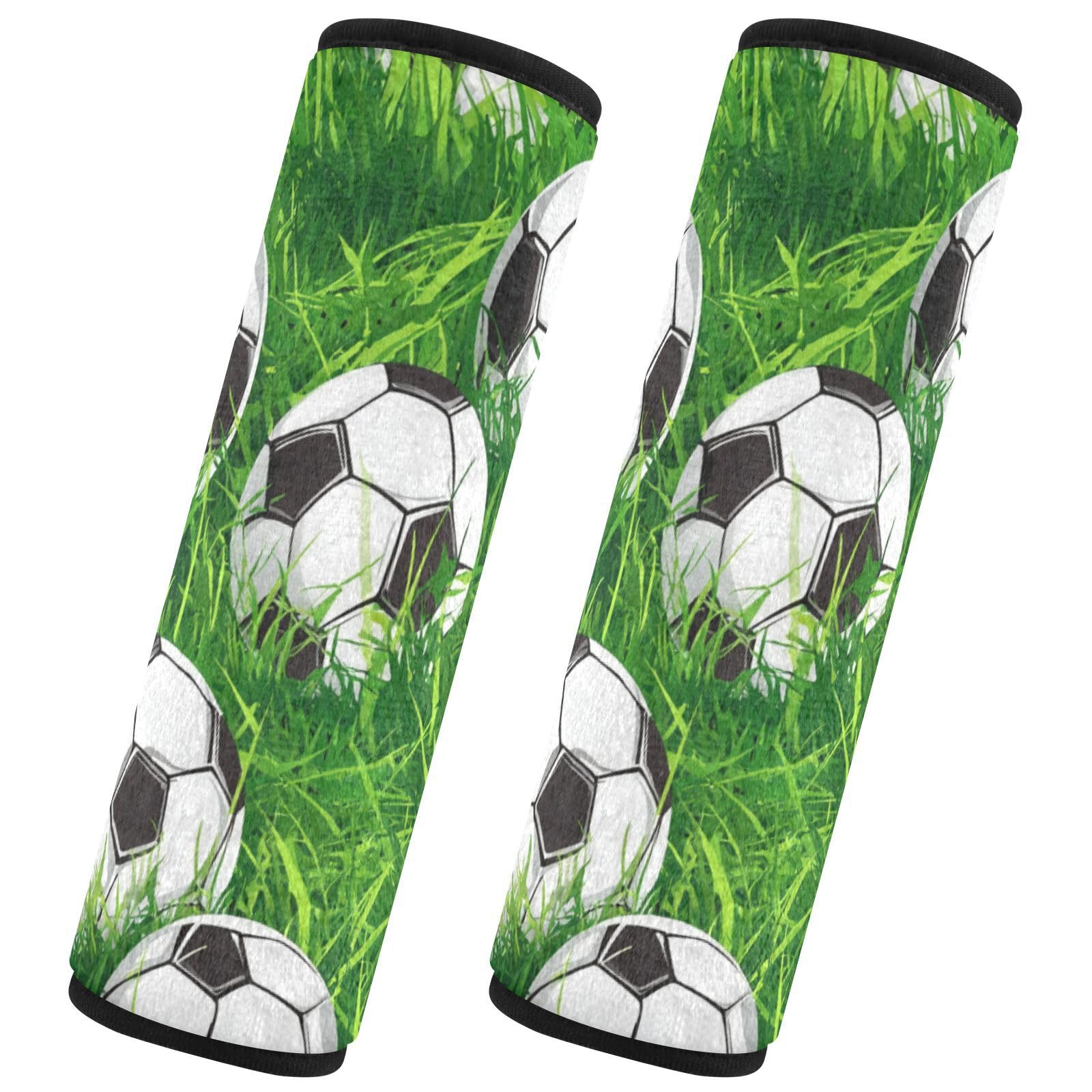 Seat Belt Covers 2 Pack Soccer Balls Car Seat Strap Covers Super Soft Grass Car Seat Neck Cover for Boys Girls Adults Babies S