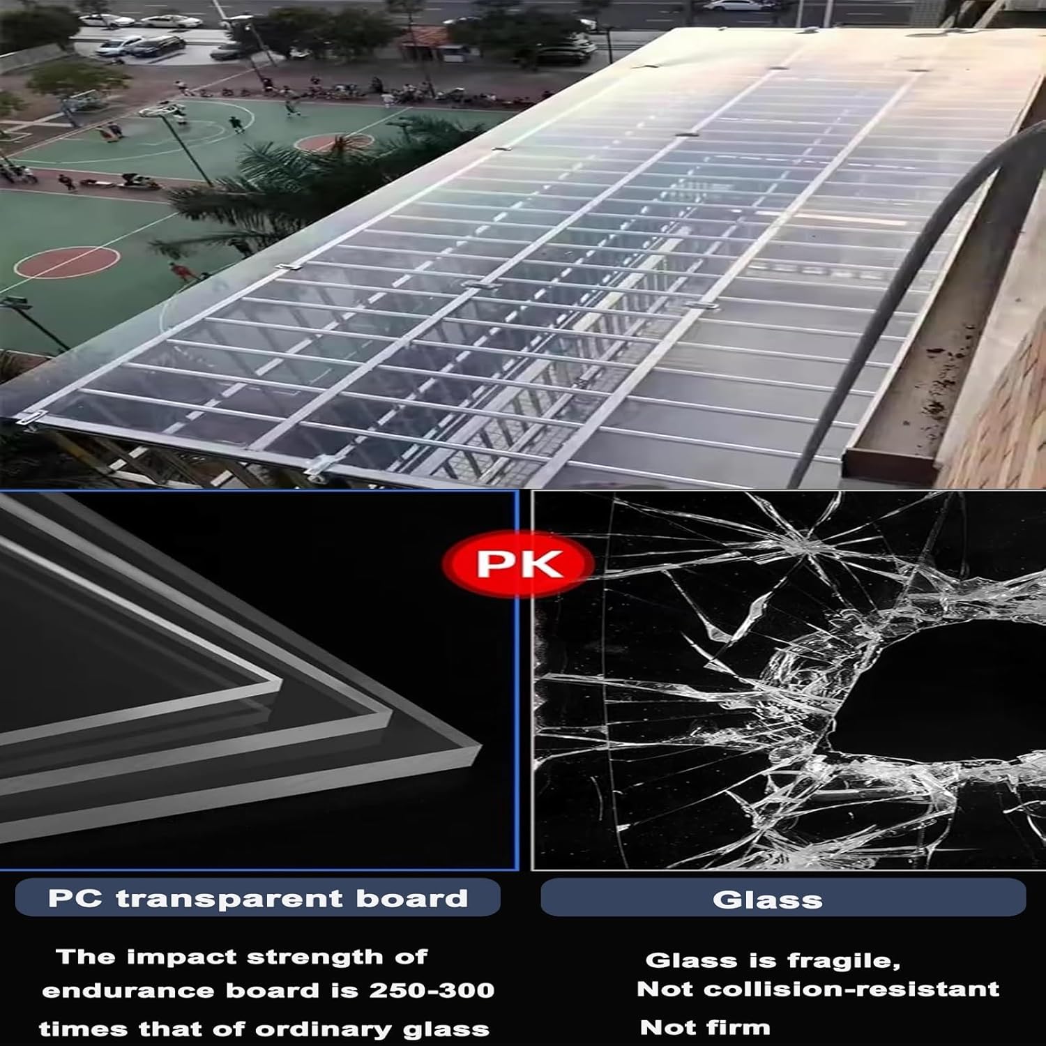 Polycarbonate Roof Panels, Plastic Roof Panels, Clear Roof Panels, 1mm Thick Greenhouse Panels, Outdoor Rainproof Roof Sheet, Rain, Snow and UV Resistant, Easy to Bend and Cut(3.3 x 6.6ft)