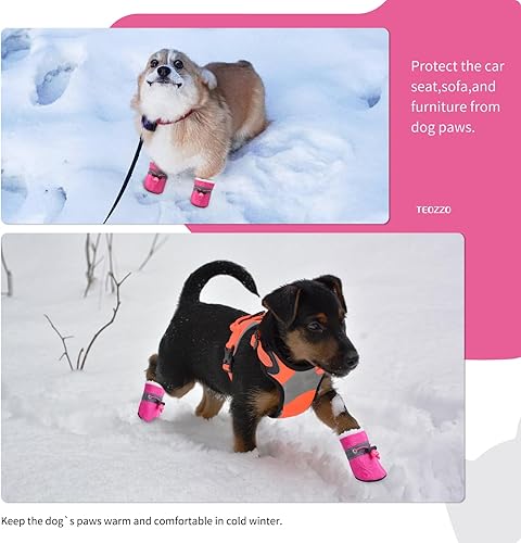 Miniatura 6 de Botas de nieve para perro, botas de nieve para perros de invierno, botas y protector de patas, botines cálidos para perros con tira reflectante,