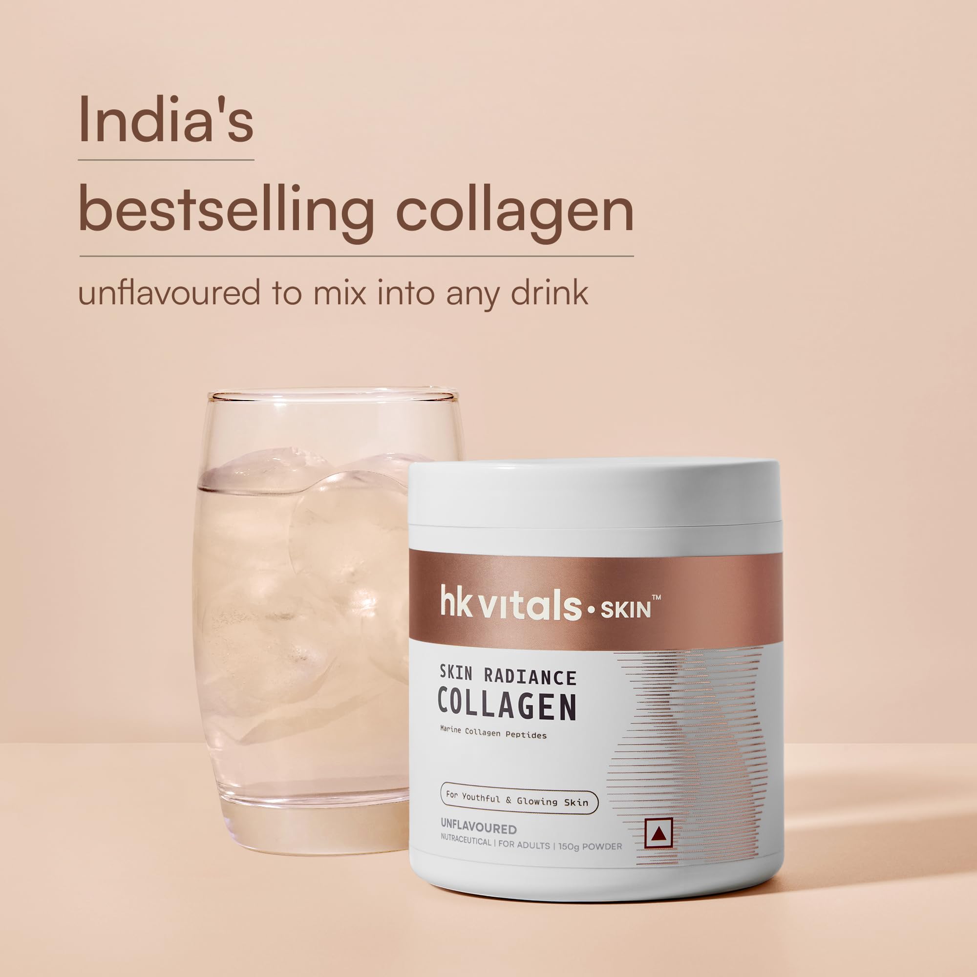 hk vitals Skin Radiance Marine Collagen Supplement Powder, Unflavoured,150g — Amazon image 3