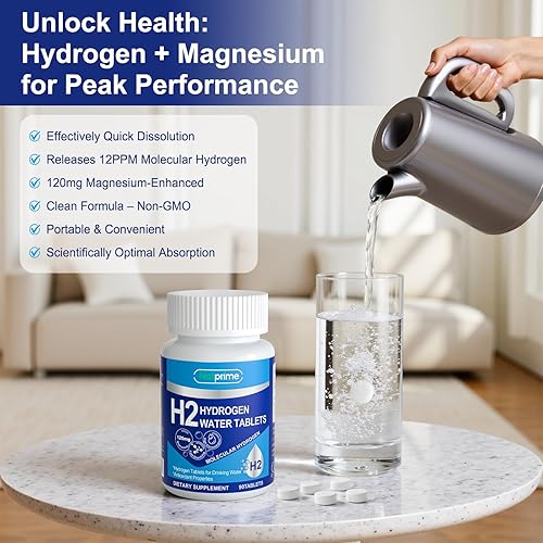 Miniatura 6 de Tabletas de Agua de Hidrógeno - Tabletas de Hidrógeno de 12 PPM con Magnesio, Suplemento de Hidrógeno Molecular para Agua Potable, Claridad Mental,