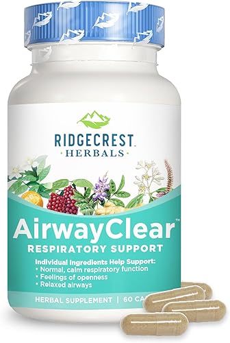 Ridgecrest Herbals AirwayClear, suplementos de apoyo para la salud pulmonar y la respiración con fruta Schisandra, corteza de cassia y raíz de