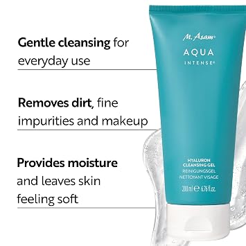 M. Asam AQUA INTENSE Hyaluron Cleansing Gel (6.8 Fl Oz) Gentle Cleanser with Hyaluronic Acid, Hydrating Face Wash, Facial Cleanser for Daily Skin Care and Fresh Clean Skin