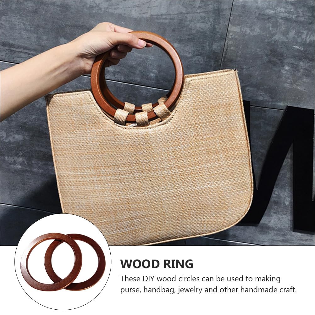 NUOBESTY Wooden Round Handbag Handles 5.12 Inch Natural Wood DIY Purse Rings 2Pcs Smooth Surface Accessories for Tote Bags Craft - Image 3