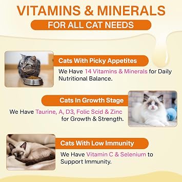 Puyrzoe Cat Multivitamin Chews, Cat Vitamins with Taurine, 500 Chews