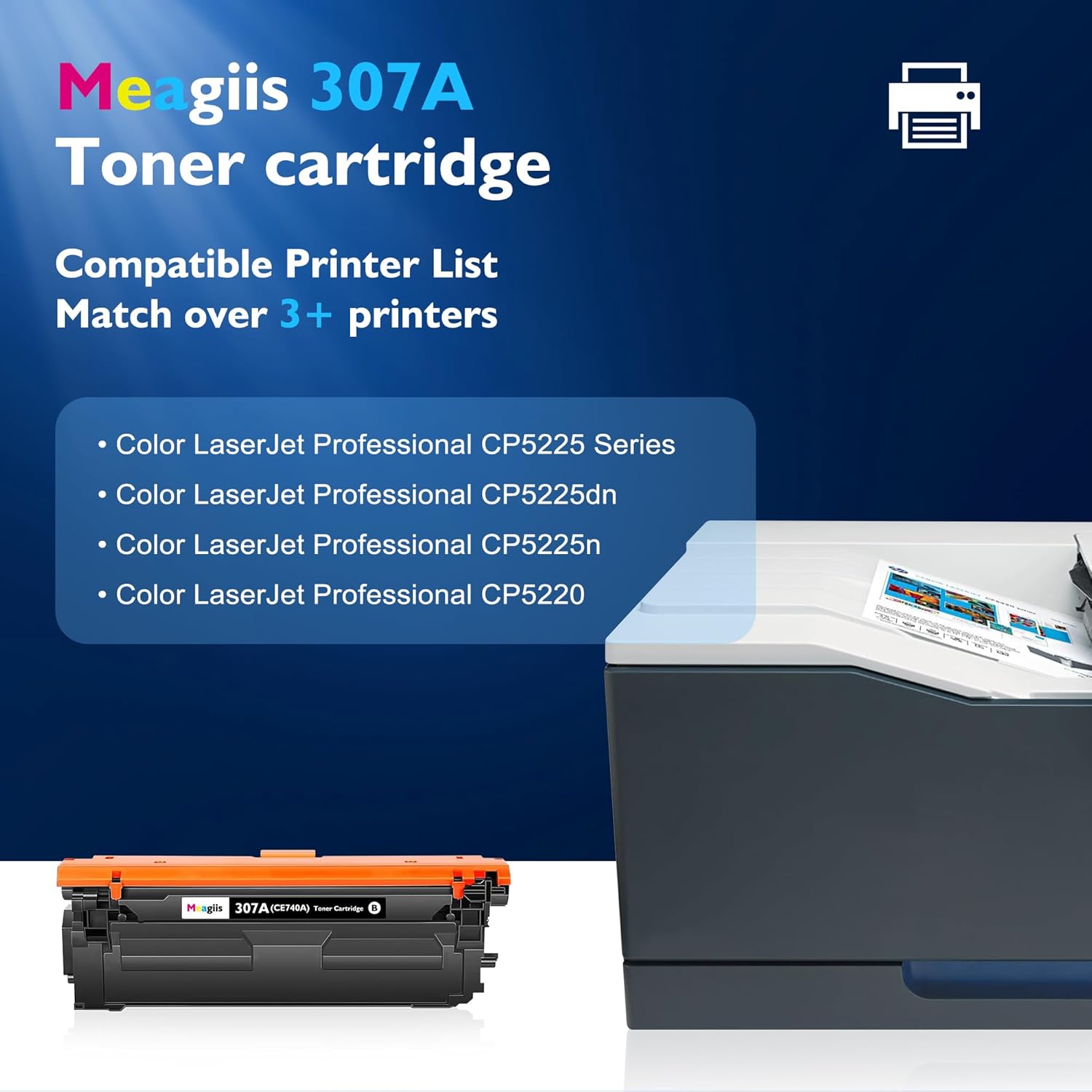 307A Black Toner Cartridge Replacement for HP 307A Toner Cartridge CE740A Works with HP Color LaserJet Professional CP5225 CP5225n CP5225dn CP5220 Printer (1 Pack)