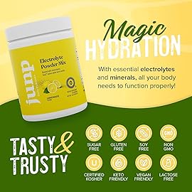 JUNP Electrolytes Powder No Sugar No Carbs - Fresh Squeezed Lemonade Drink Mix - Potassium & Salt Electrolyte Hydration Powder Zero Calorie Sugar Free Electrolyte Powder, Keto Friendly, 180 Servings
