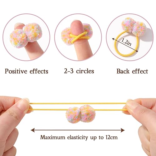 Miniatura 10 de 40 lazos para el pelo de bebé, accesorios para el cabello de niñas, bola de pompón pequeño, elástico para el cabello esponjoso, banda de goma para