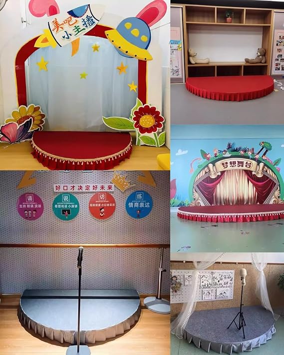 Kid Portable Stage for Child Performance, School Events Entertainment Stages/Band Mini Deck, Wedding Risers System Foldable Legs(Large)
