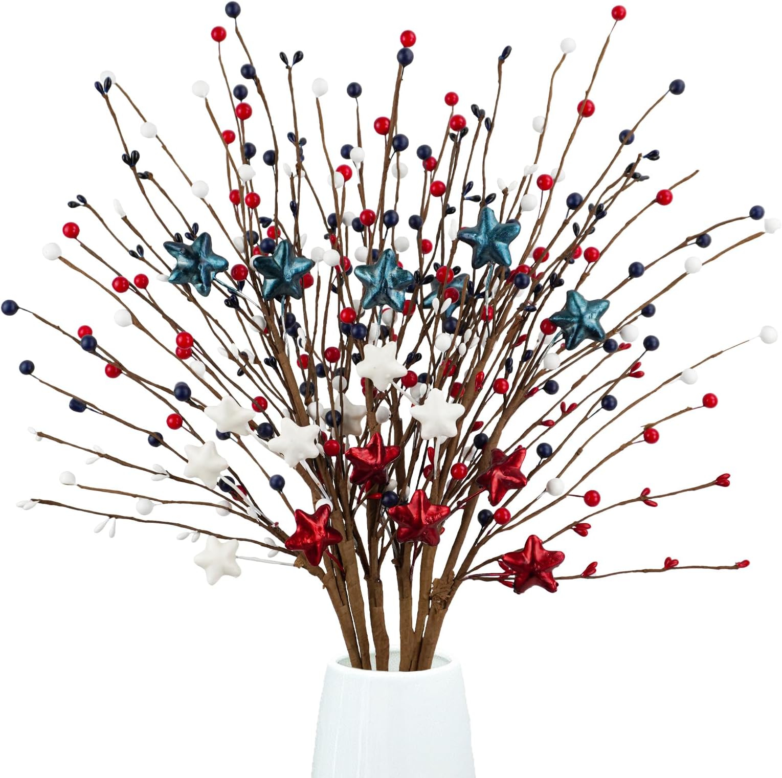 Ruidazon 4 pcs Patriotic Picks with Red White Blue Stars