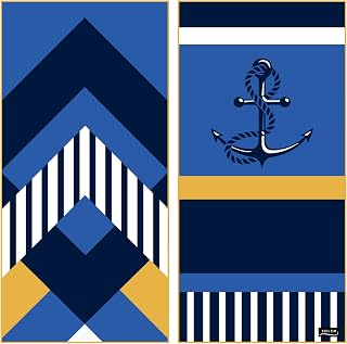 Solem Lightweight Microfiber Beach Towel for Travel - Large 170x90 cm- Design Recto Verso - Fast Drying - Super Absorbent Sand Free. Suitable for Camping, Beach, Pool, Yoga, Travelling. (Blue In the Navy)