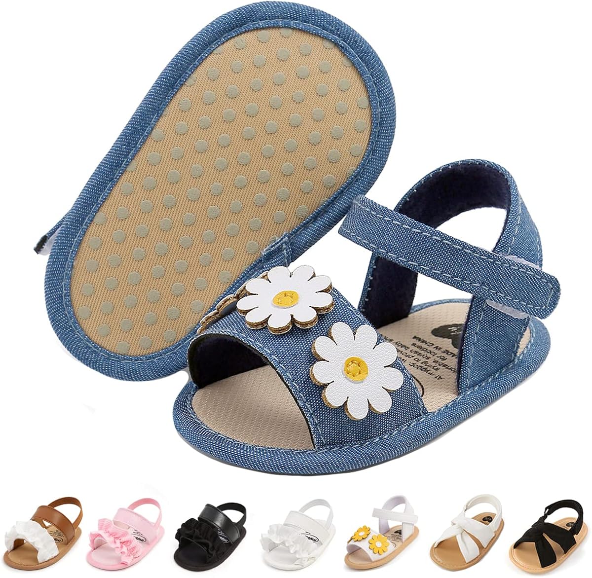 Ohwawadi Baby Girls Sandals Summer Wedding Dress Flats Shoes Infant Newborn Crib Footwear First Walkers Prewalkers
