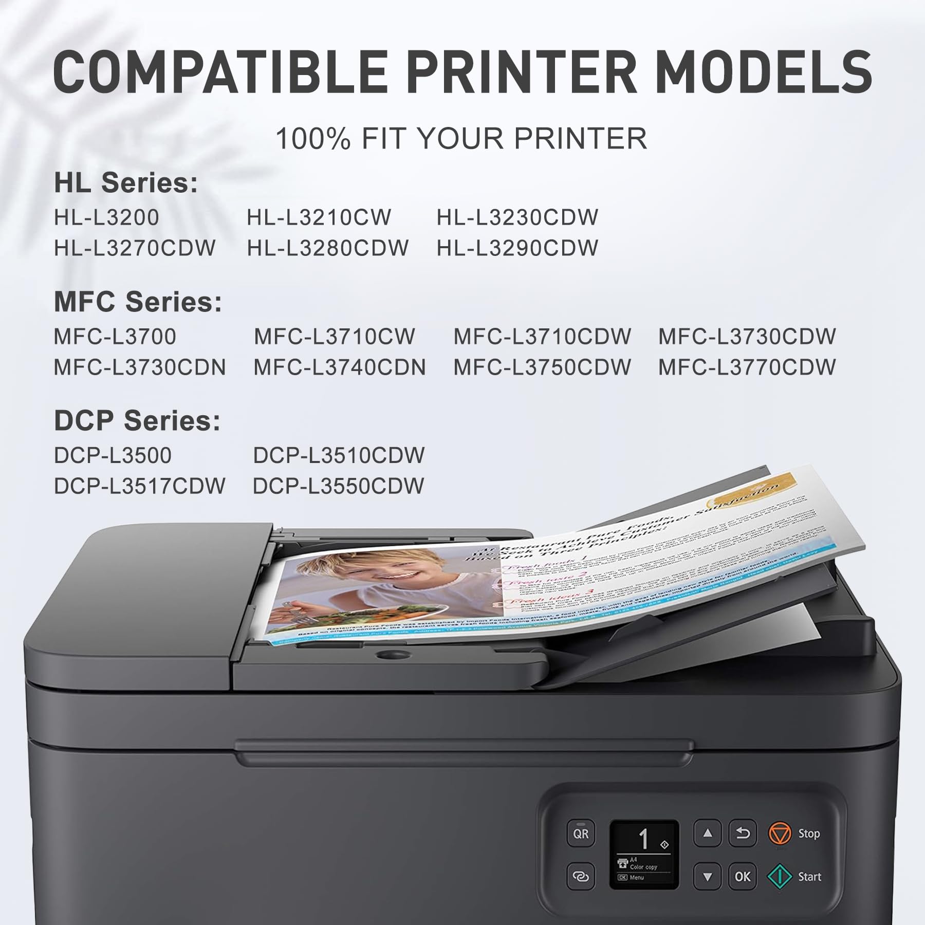 DR243CL DR-243CL Unidades de Tambor Compatibles con Brother DCP-L3510CDW DCP-L3550CDW HL-L3210CW HL-L3230CDW HL-L3270CDW MFC-L3710CW MFC-L3730CDN MFC-L3750CDW MFC-L3770CDW