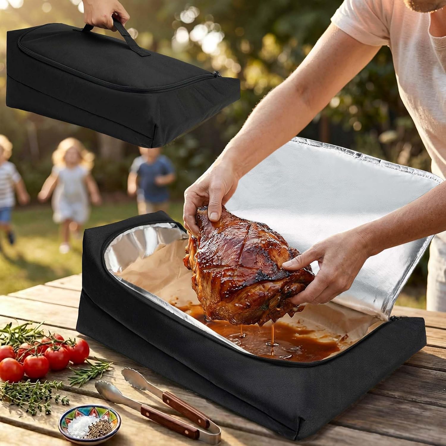 Upgraded Mess-Free Meat Resting Bag with Top-Open Design - 100% Leakproof BBQ Blanket for Brisket, Reinforced Seamless Resting Bag, Smoker Accessories, Grilling Gift for Men (Oxford Fabric 21'')