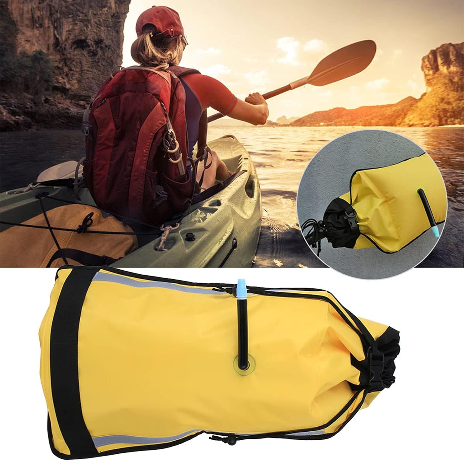 Paddle Floats for Kayak, Inflatable with Reflective Strips Canoe Paddle Kayak Must Haves Kayaking Essentials Water Rescue Equipment Rescue Essentials