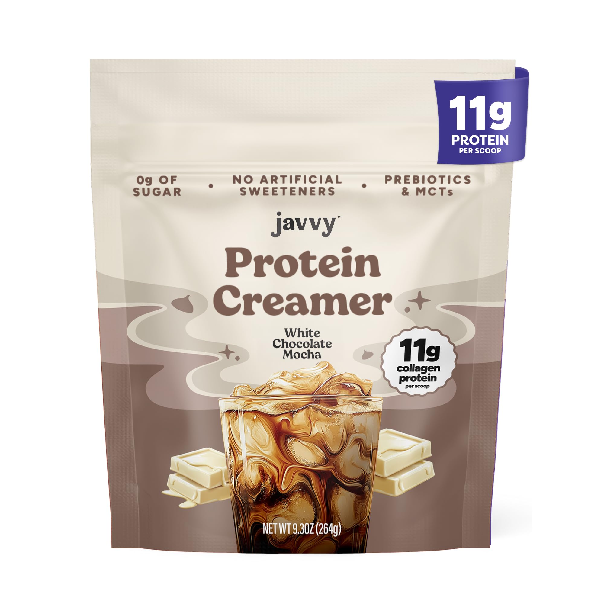 White Chocolate Mocha Protein Coffee Creamer - Grass Fed Pasture Raised Collagen - Hair Skin Nail Support Boosting