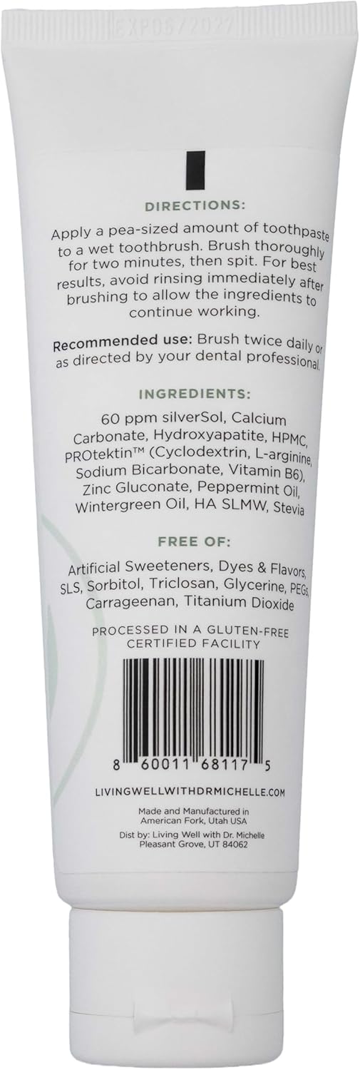 Hydroxyapatite Toothpaste – Fluoride-Free Remineralizing Formula with PROtektin – Supports Enamel Strength, Oral Microbiome & Gum Health – Mint – 4 oz - Image 6