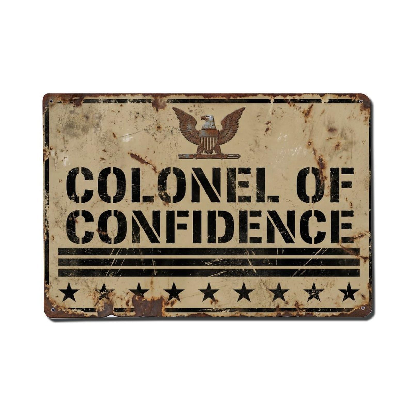 Colonel of Confidence Rank Retro Motivational Slogans Metal Tin Sign