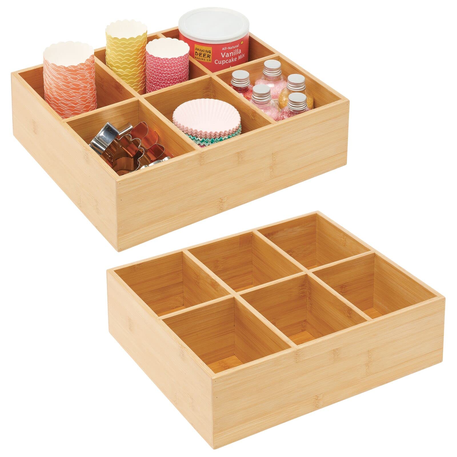mDesign - Theedoos - keukenorganizer/opbergbox voor theezakjes, koffiepads, suiker en meer - met 27 compartimenten en 3 lades/plastic - steen/ doorzichtig