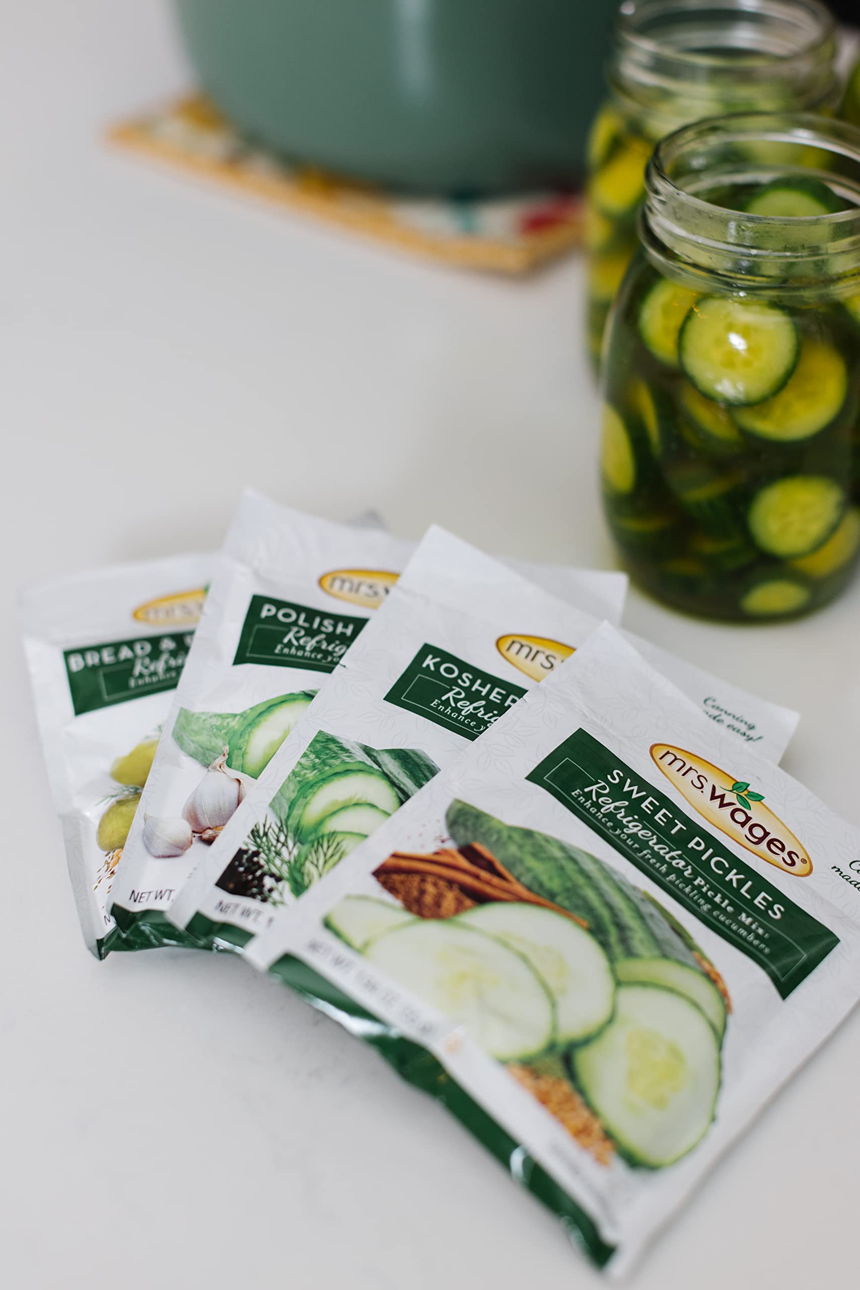 Mrs. Wages Kosher Dill Pickles Refrigerator Mix | Quick and Easy | Simple-To-Use | Simple Homemade Pickles | Traditional Pickle Flavoring | 1.94 oz Packet (Value Pack of 12)