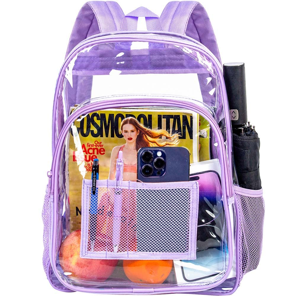 gxtvo Clear Backpack, Heavy Duty Transparent Bookbag, See Through Backpacks for Women Men | Heavy Duty