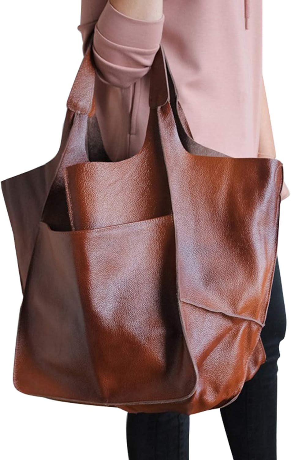 QKFON Damen Große Handtasche PU Leder Satchel Arbeit Tote ...