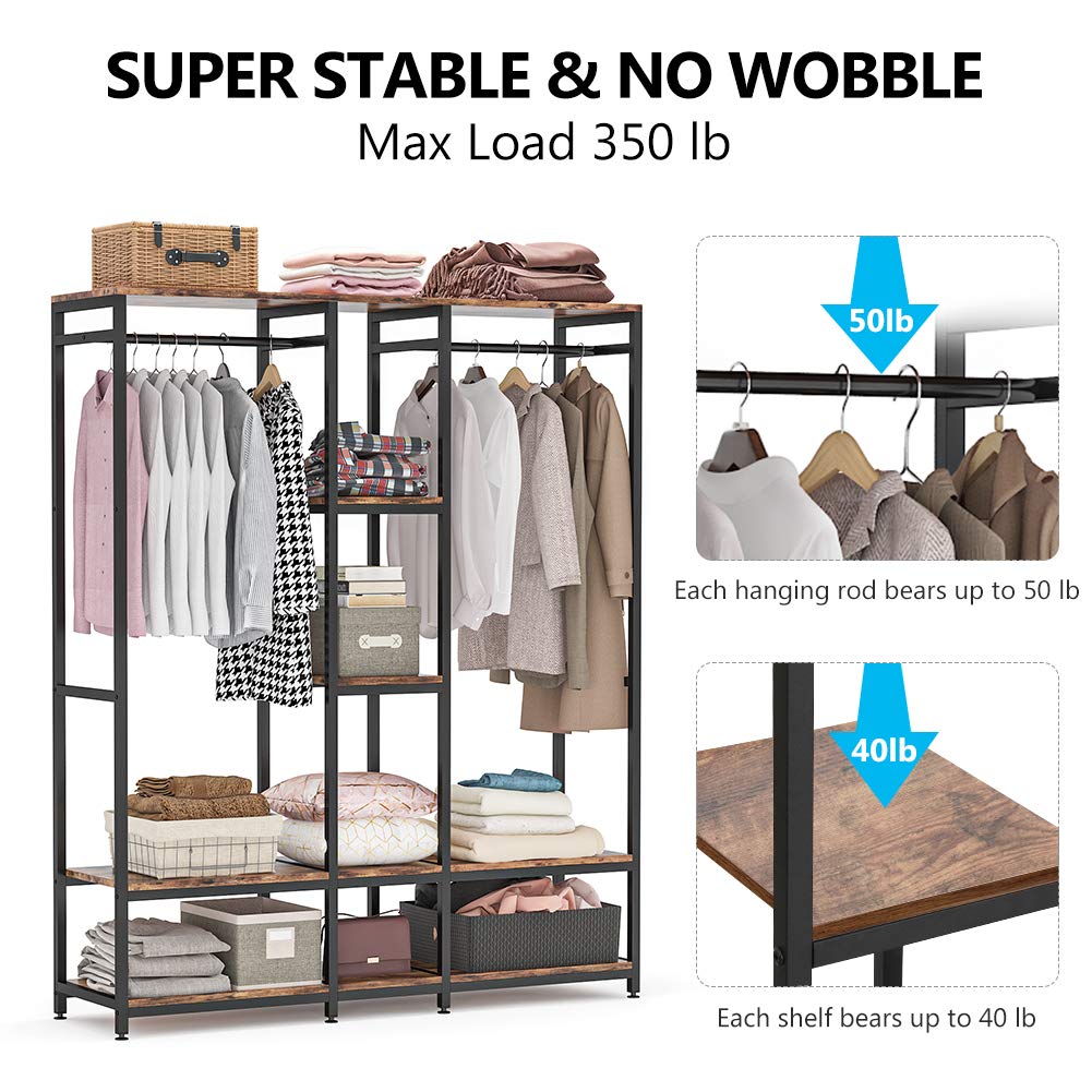 Tribesigns Double Rod Free Standing Closet Organizer,Heavy Duty Clothes