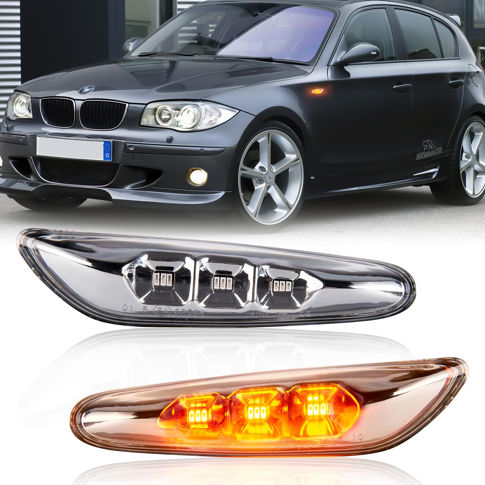 Intermitentes LED BMW E87 E46 E90 E60 X3 luces laterales pilotos Canbus SMD 2 unidades 8