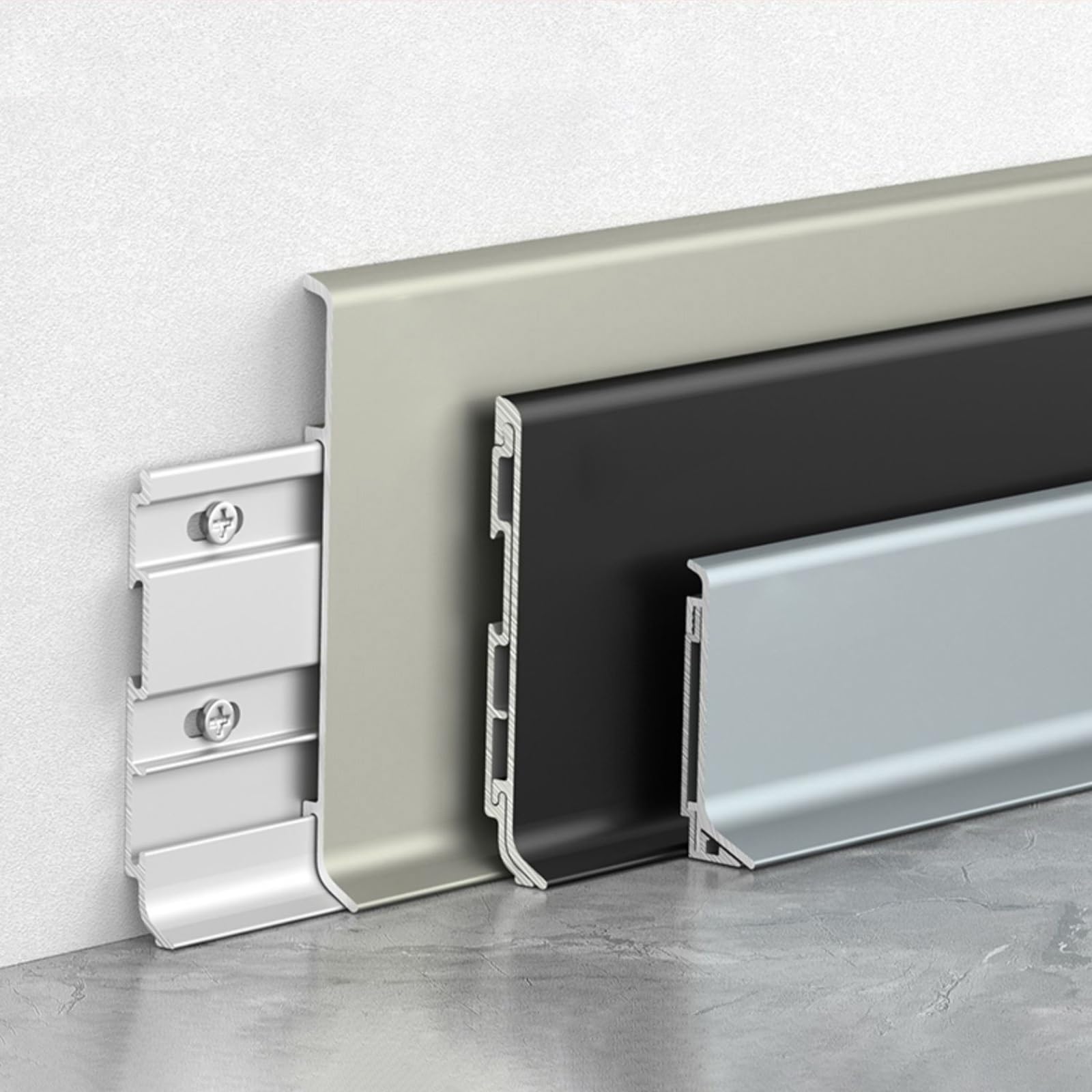 Złota osłona listwy przypodłogowej – 125 cm, 2 sztuki aluminiowych wykończeń wykończeniowych do czystego wykończenia ściany i podłogi, wysokość 6 cm, idealne rozwiązanie podłogowe dla profesjonalnego