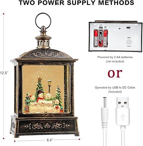 Miniatura 6 de Globo de nieve navideño con forma de coro de muñeco de nieve brillante con música y temporizador, linterna de agua iluminada con pilas para regalos