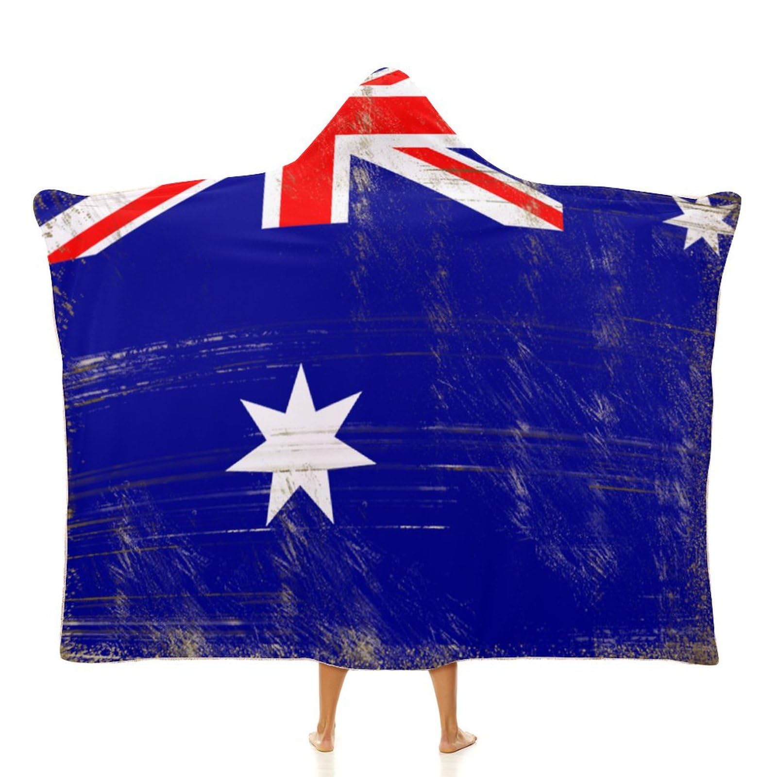 Couverture polaire Australie plaid doux à capuche adulte lit 150x200