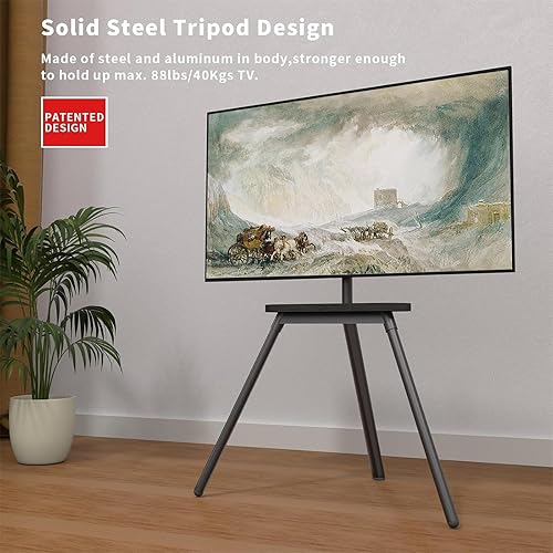 Miniatura 2 de Soporte de TV con caballete para pantallas LED LCD OLED de 43 a 65 pulgadas con capacidad para hasta 88 libras, soporte de suelo de trípode
