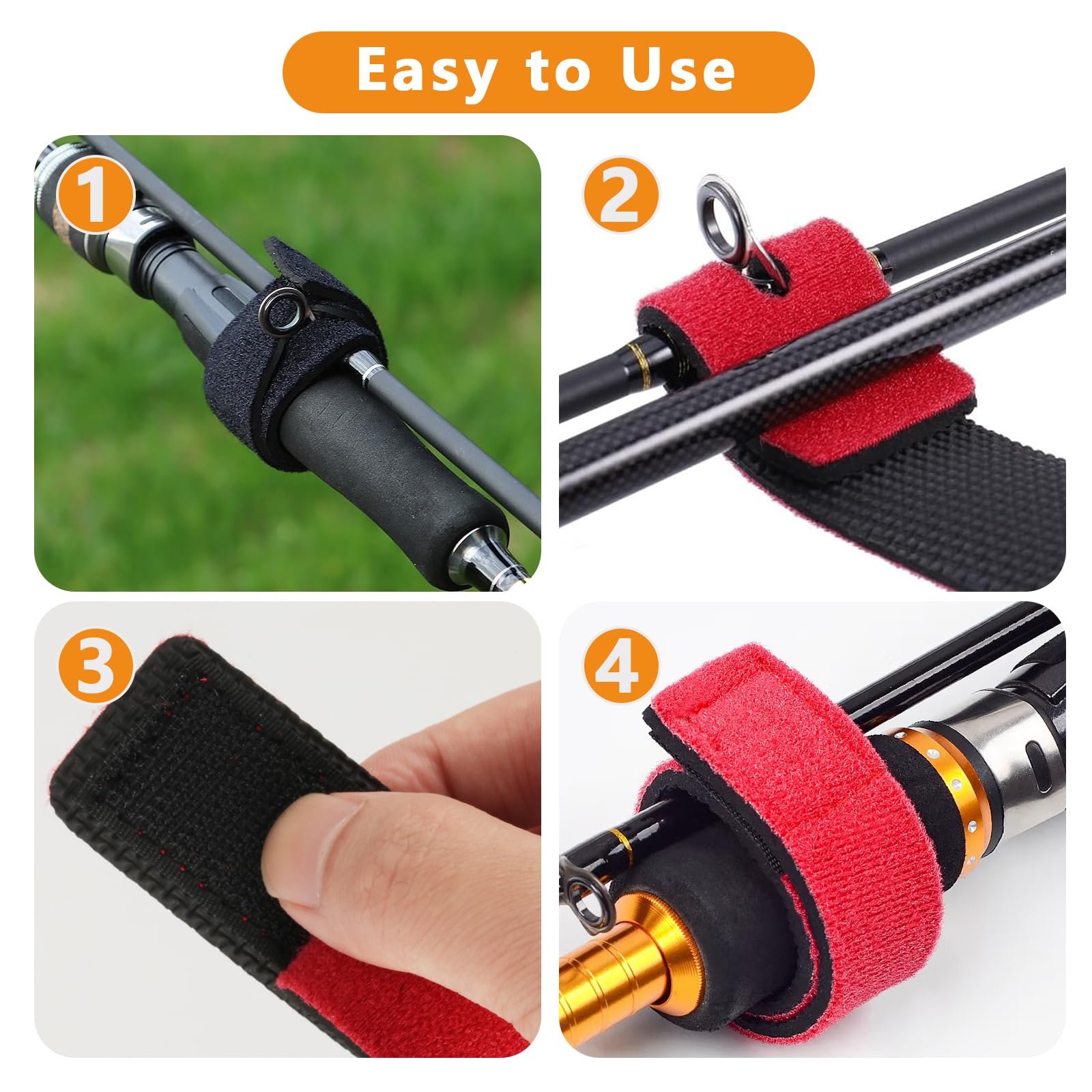 Correas Elásticas para Cañas de Pesca – Cinturón Ajustable con Velcro para Spinning, Surfcasting, Pesca en Mar y Río