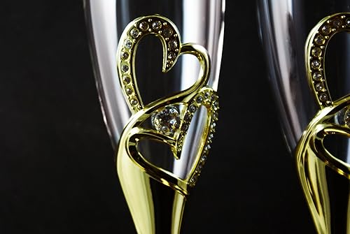 Miniatura 5 de Cuchillo de cristal para tostar de boda de oro y servidor de pastel de boda grabado personalizado