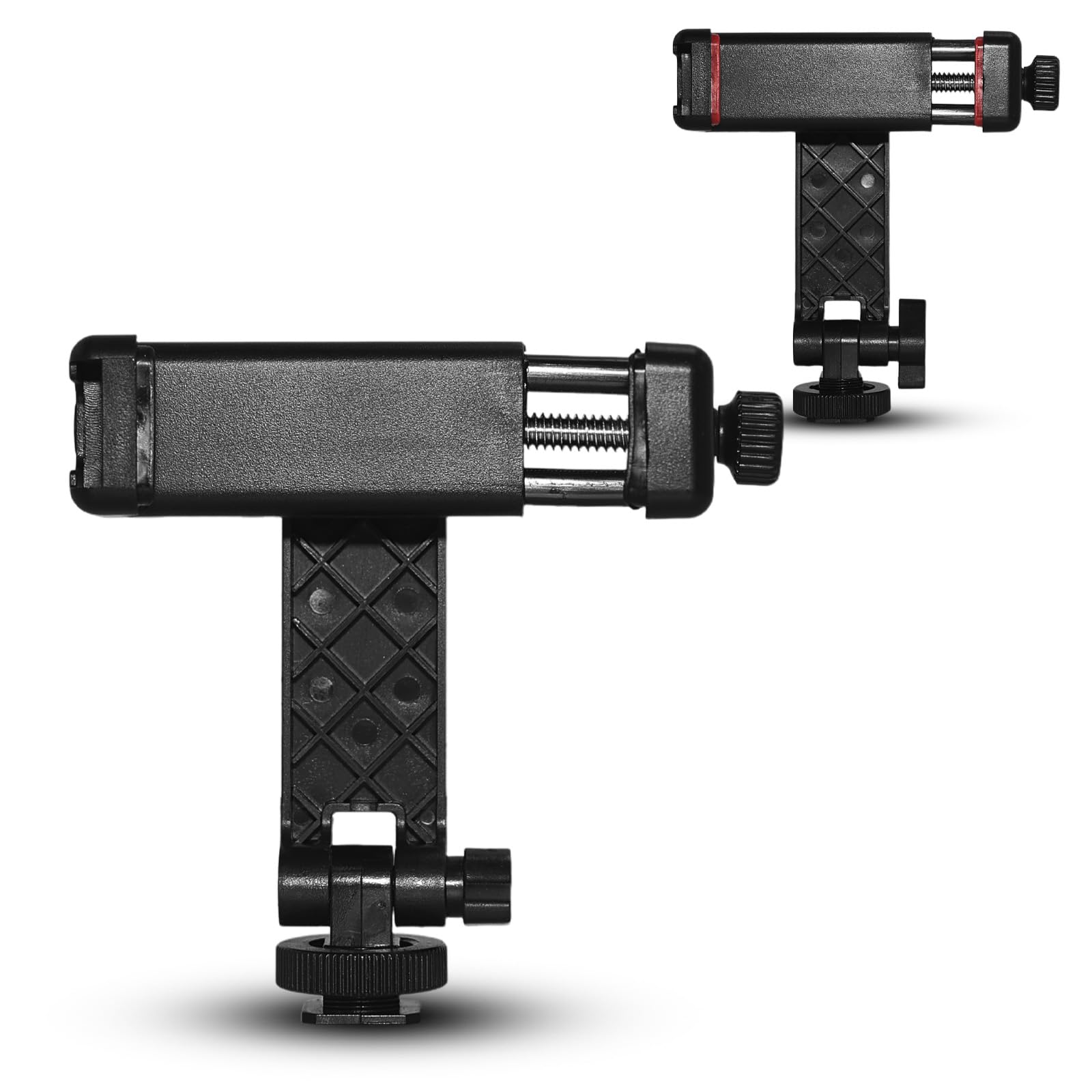 Soporte universal para teléfono para trípode y accesorios de cámara, abrazadera ajustable de aleación de aluminio para smartphone con soporte de zapata fría (rojo)