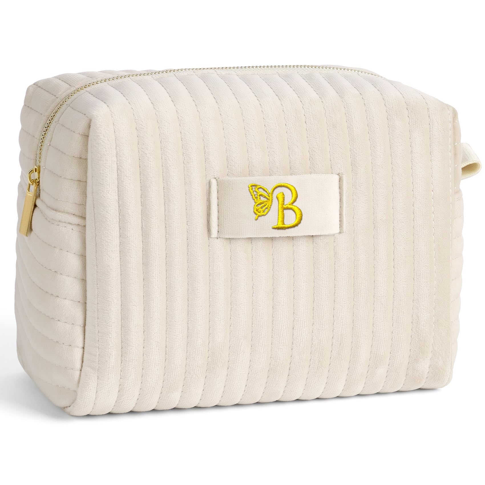 COSHAYSOO Personalized Bridesmaid Proposal Gifts Initial Makeup Bag Letter B, Bachelorette Party Bridal Shower Maid of Honor Gift for Wedding, Monogrammed Cosmetic Pouch for Bride Mother