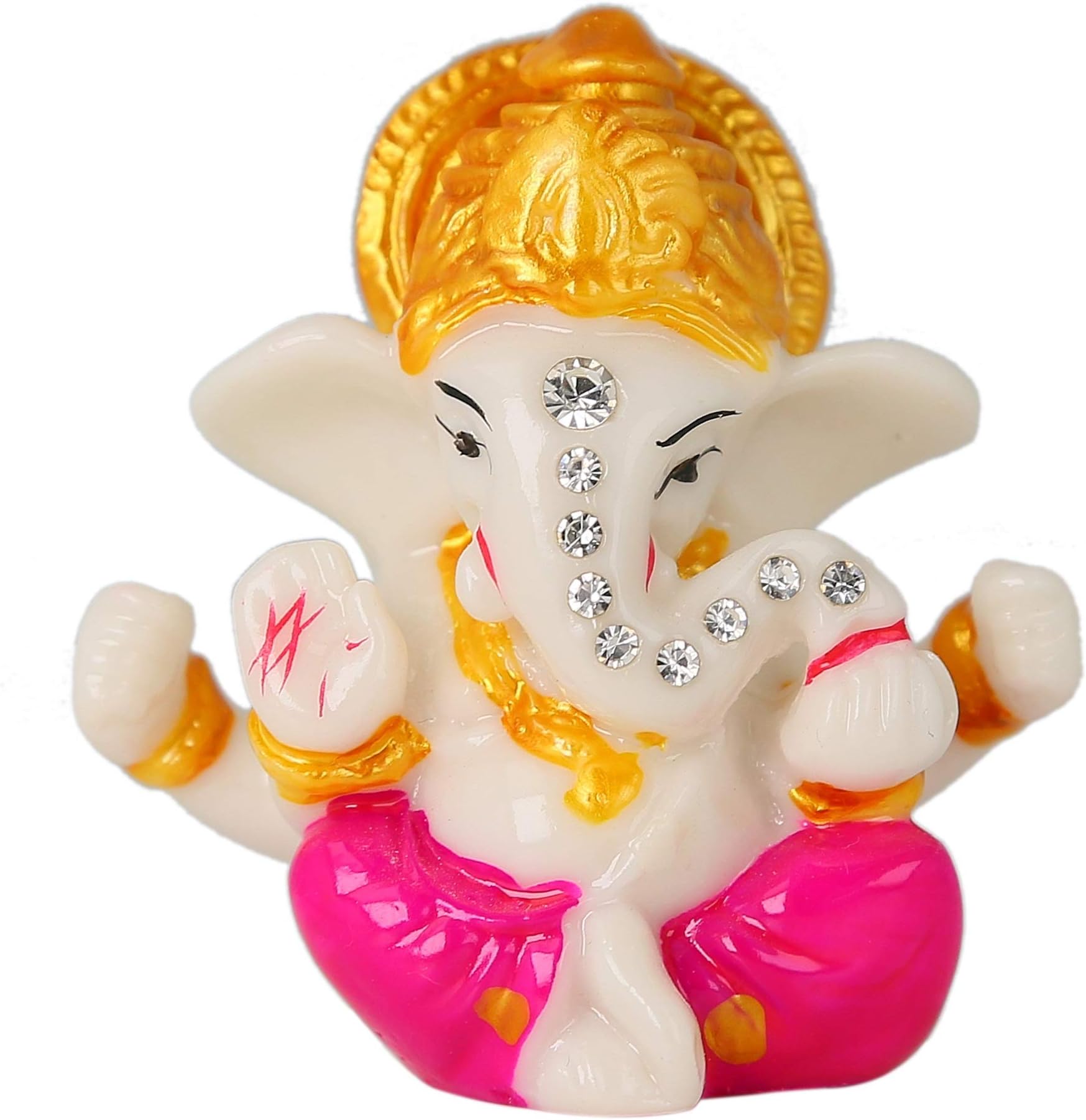 JaipurCrafts Polyresin Ganesha Car Dashboard Idol, 2.50 Inch, Multicolour, 1 Piece
