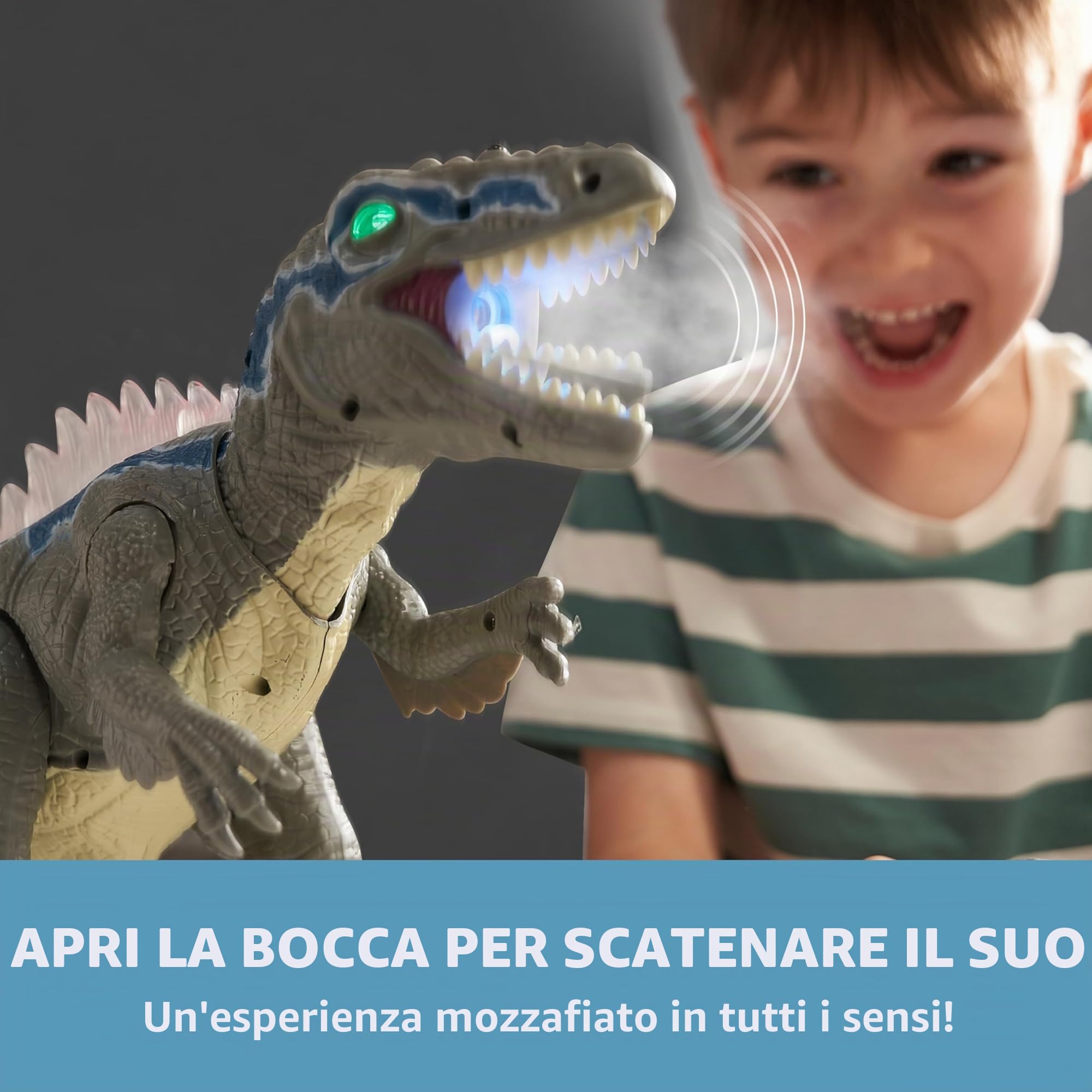 SYNCFUN Giocattoli di Dinosauri Telecomandati per Bambini e Bambine di 3 4 5 6 7 Anni, Giocattoli di Dinosauri T-Rex Realistici che Camminano e Ruggono, Regalo di Compleanno di Natale per Bambini