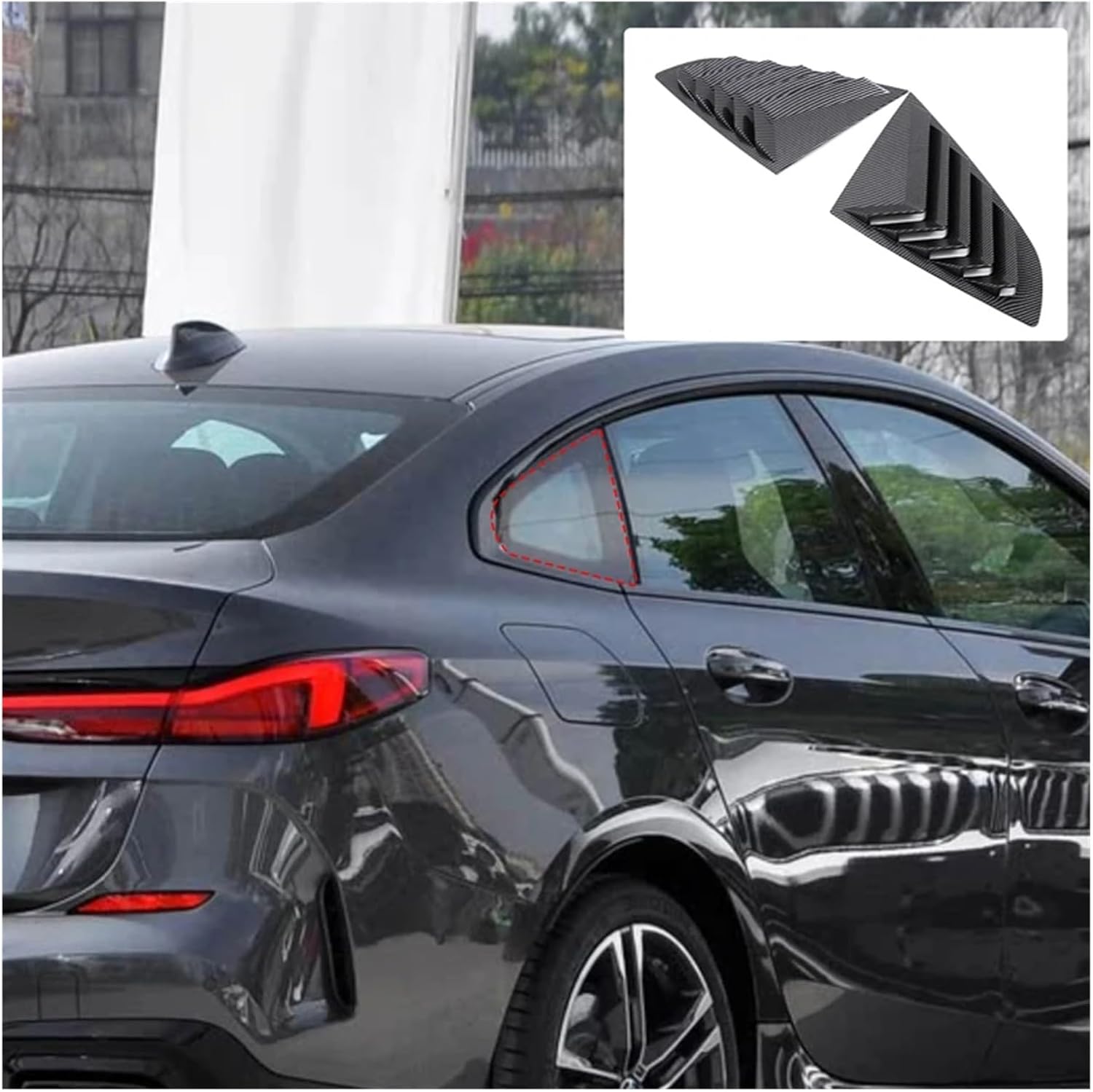 2020-2023 Compatible with BMW 2 Series F44 ABS rear triangular blinds, car rear window triangular deflectors, air guide decorative panels(Matte black)