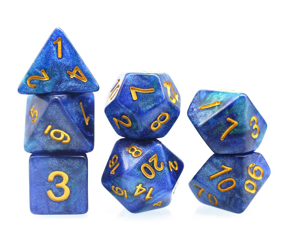 DND Dice Polyhedral 7-Die Dice Set for D&D Dungeons and Dragons Role Playing Games Peacock dice