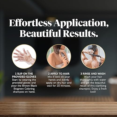 Miniatura 10 de Biogreen Roots Champú 13.5 fl oz - Champú para el color del cabello marrón negro con hierbas - Cubre cabello gris para hombres y mujeres -