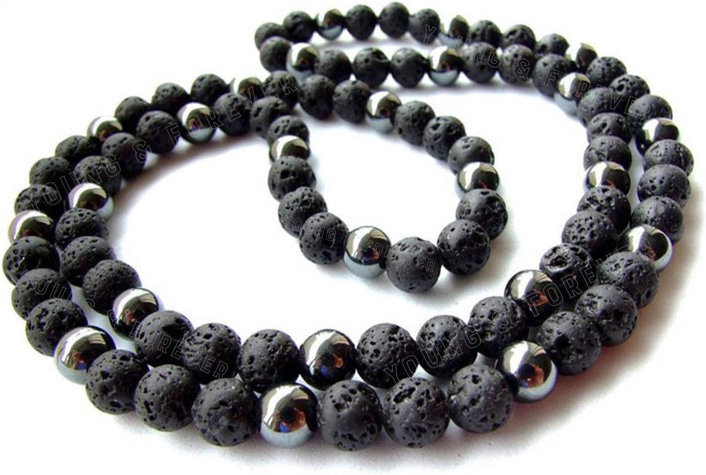 Rakhi Gift for Brother Sister D'vine Spiritual Natural Semi Precious Stone Jewellery Necklace Hematite and Lava Rock Reiki Men Necklace Buddha Beads and Men Necklace Long