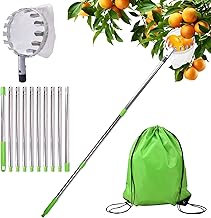 WUSUPU Telescopic Fruit Picker, Removable Fruit Picker, Fruit Picker with Telescopic Handle, Stainless Steel Fruit Picker for Picking Apple, Oranges, Peaches, Pears and Cherries