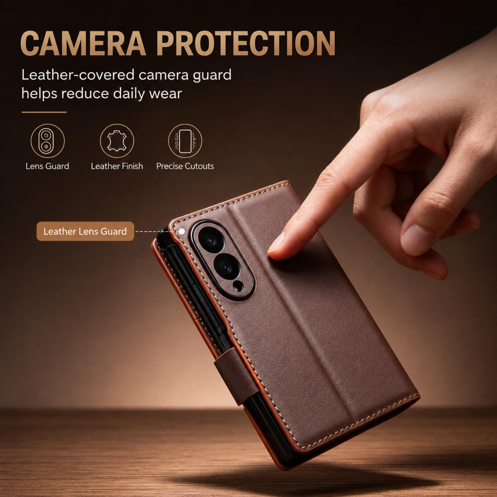 Custodia a portafoglio con cavalletto compatibile con Samsung Galaxy Z Fold 8, vera pelle, viola