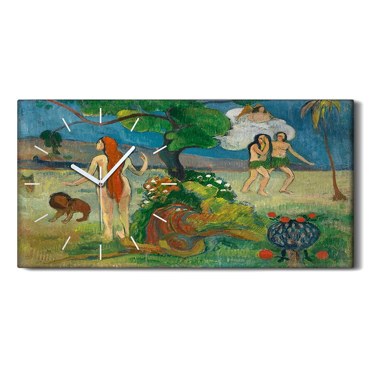 Horloge sur Toile 60x30cm Mains Blanches Le Paradis Perdu pour Salon
